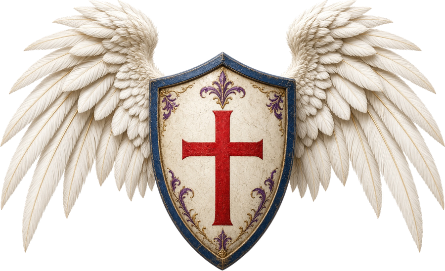 Spirit Restoration Services logo: a shield with a cross and wings